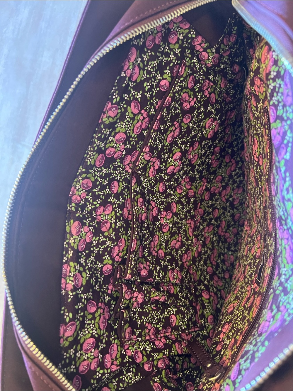Vera Bradley North South Quilted Plum Floral Tote - Picture 6 of 9